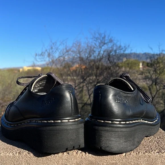 🏴Dr. Martens MIE Vintage Black & White Chunky Platform Oxfords UK 5 - Picture 11 of 17